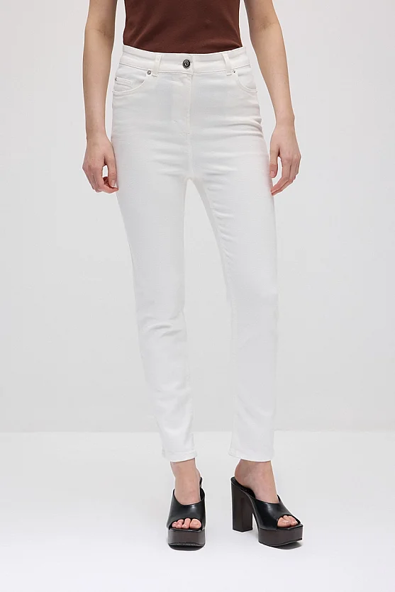 Slim Denim Pantolon - Beyaz - 2