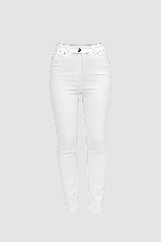 Slim Denim Pantolon - Beyaz - 7