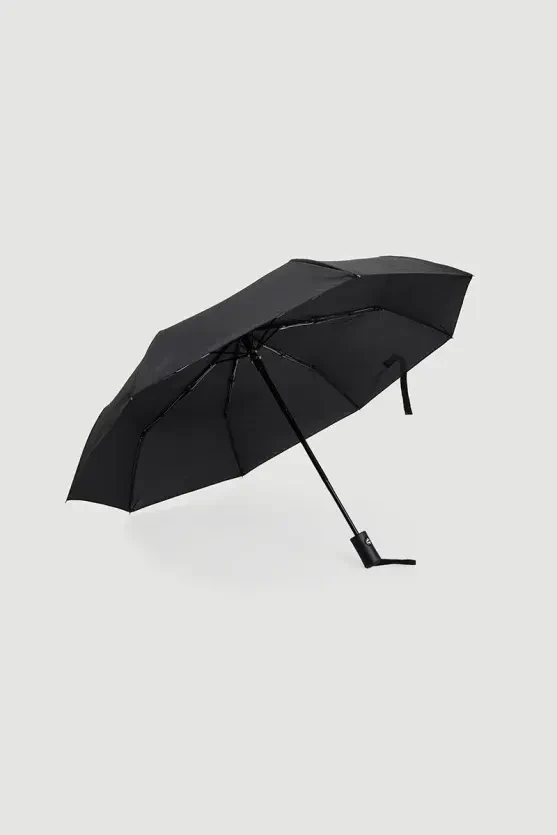 Solid Color Foldable Umbrella - Black - 1