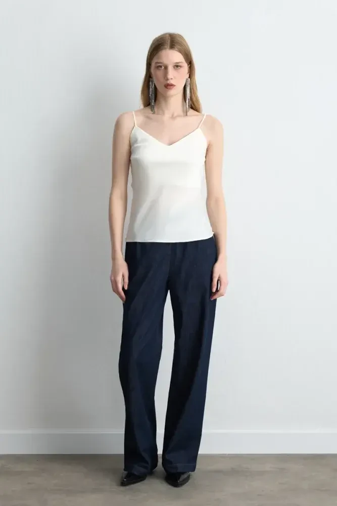 Spaghetti Strap Satin Camisole - Ecru Ecru