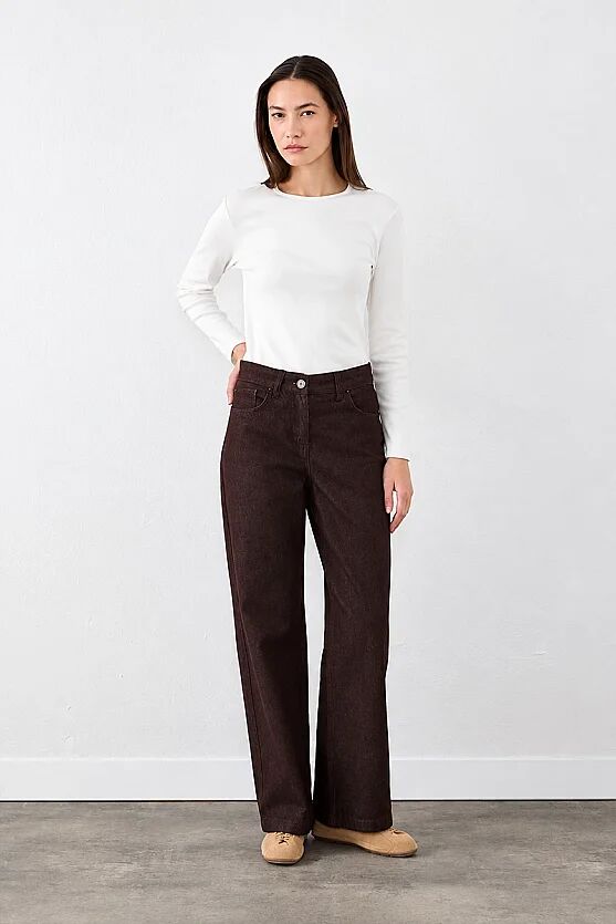 Straight Fit Denim Pantolon - Bordo - Gusto