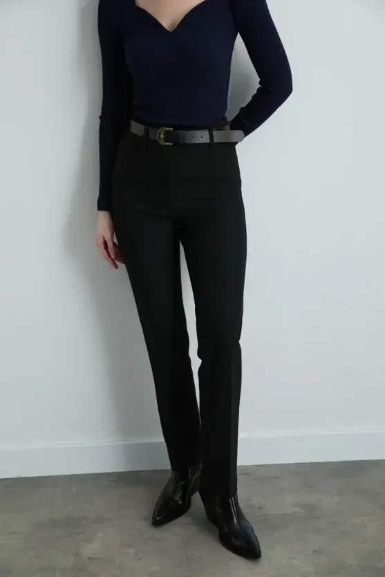 Straight-Leg Pants - Black - 2