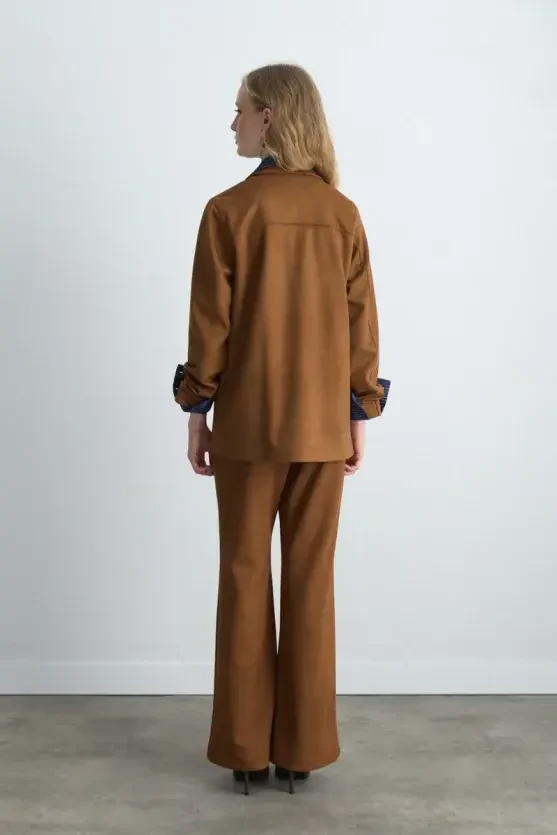 Suni Süet Blazer Ceket - Taba - Gusto