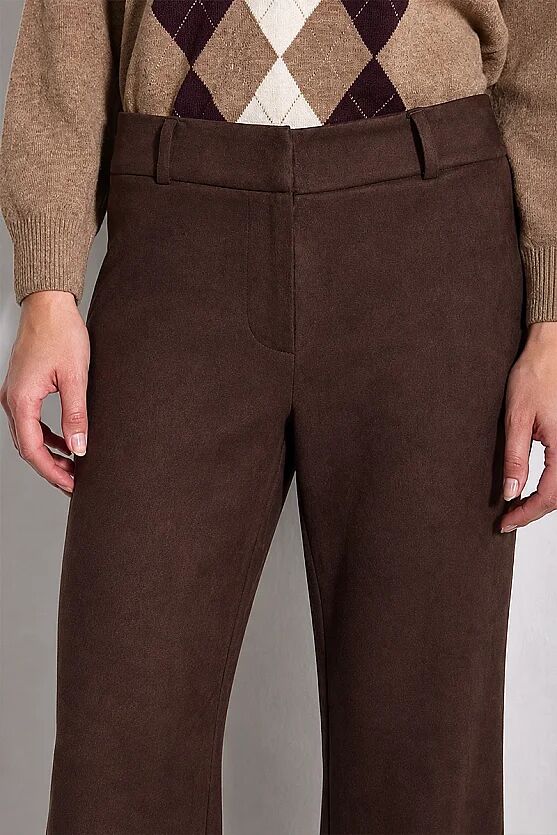 Süet Flare Paça Pantolon - Kahverengi - Gusto
