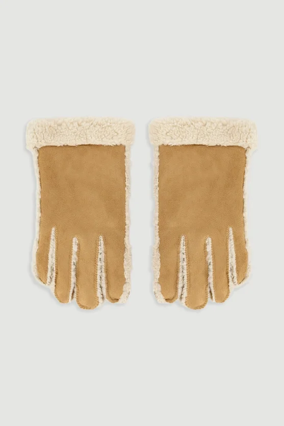 İçi Peluş Süet Eldiven - Camel - Gusto