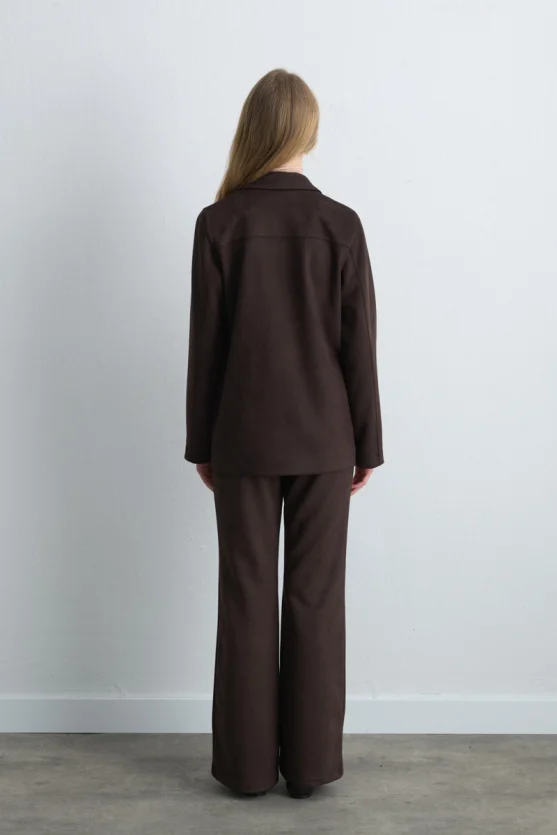 Suni Süet Blazer Ceket - Kahverengi - 8