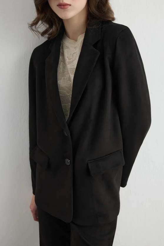 Suni Süet Blazer Ceket - Siyah - Gusto