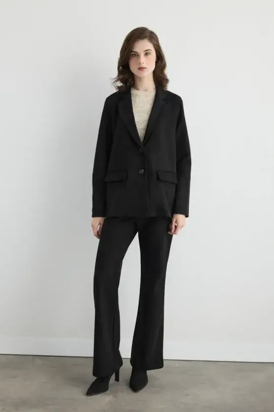 Suni Süet Blazer Ceket - Siyah - Gusto