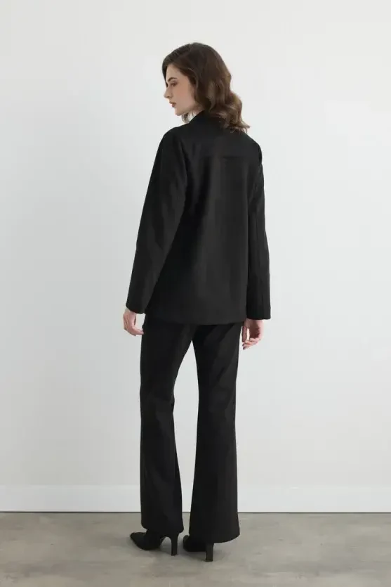 Suni Süet Blazer Ceket - Siyah - 5