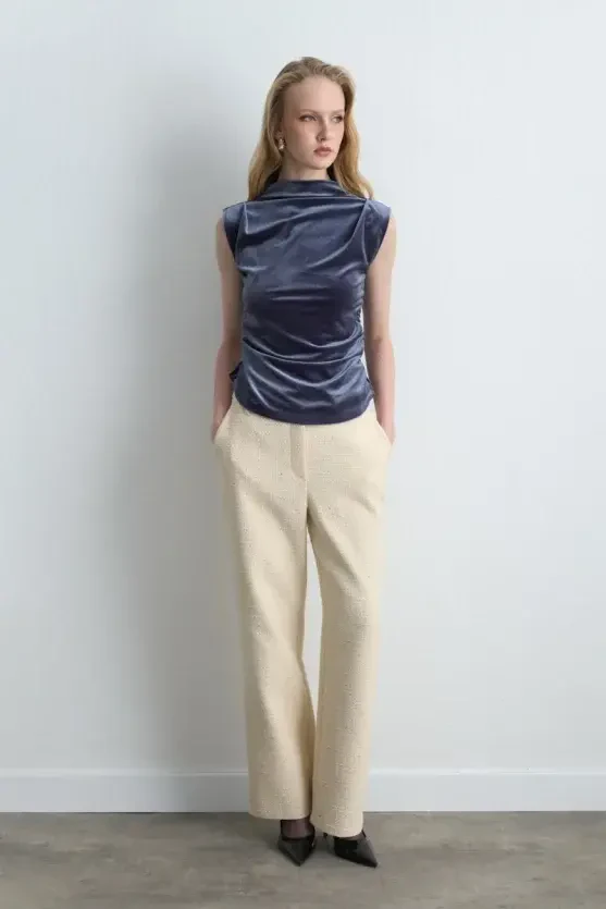 Tapered Tweed Pants - Ecru - Gusto