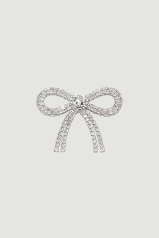 Taşlı Fiyonk Broş - Gümüş - Gusto