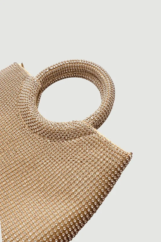 Taşlı Mini Abiye Çanta - Gold - Gusto