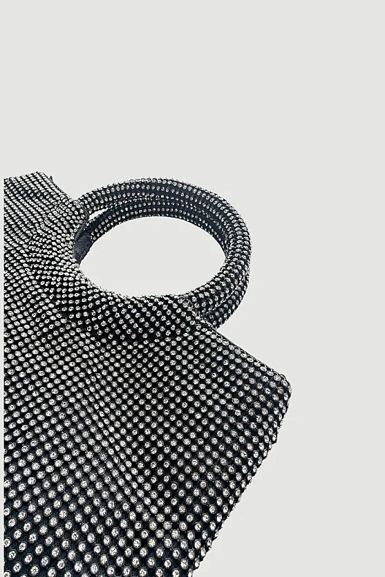 Taşlı Mini Abiye Çanta - Siyah - 2