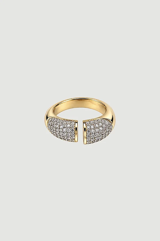 Taşlı Yarım Yüzük - Gold - Gusto