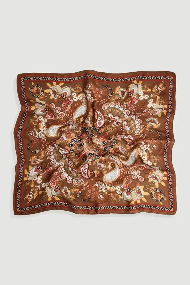 Teardrop Pattern Scarf - Brown Brown