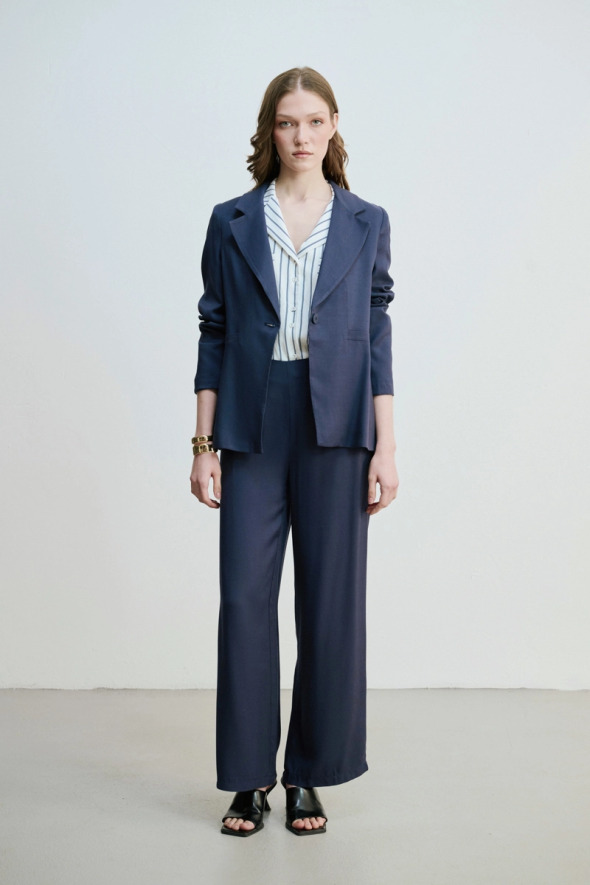 Tek Düğme Modal Ceket - Lacivert - Gusto