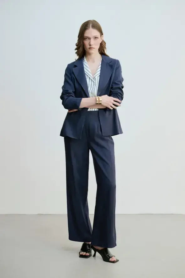 Tek Düğme Modal Ceket - Lacivert - Gusto