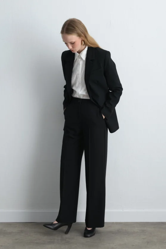 Tek Düğmeli Blazer Ceket - Siyah - 3