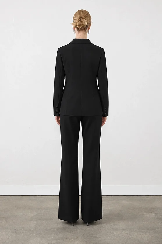 Tek Düğmeli Blazer Ceket - Siyah - Gusto