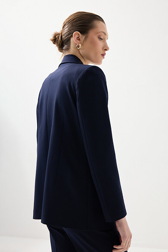 Tek Düğmeli Klasik Ceket - Lacivert - 5