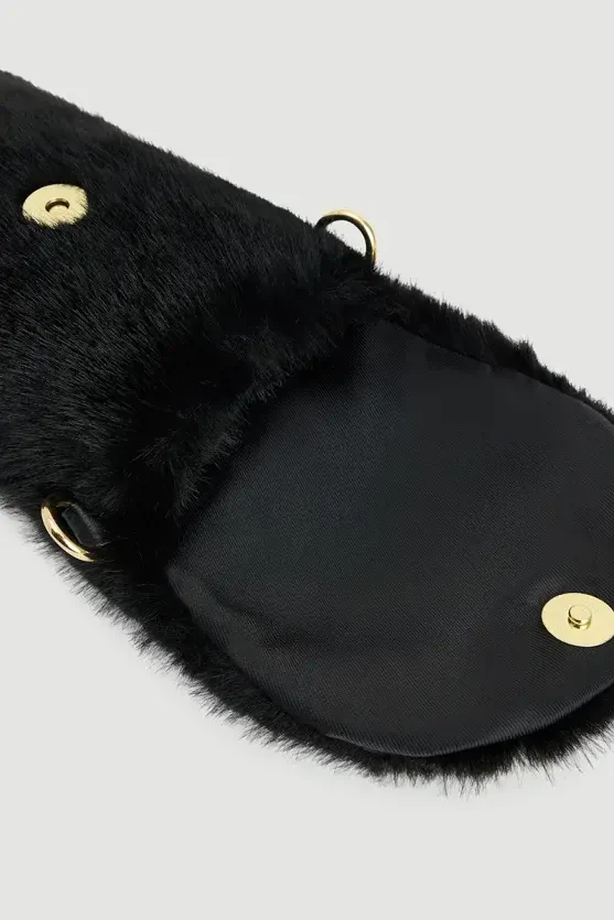 Telefonluk Peluş Çanta - Siyah - 3