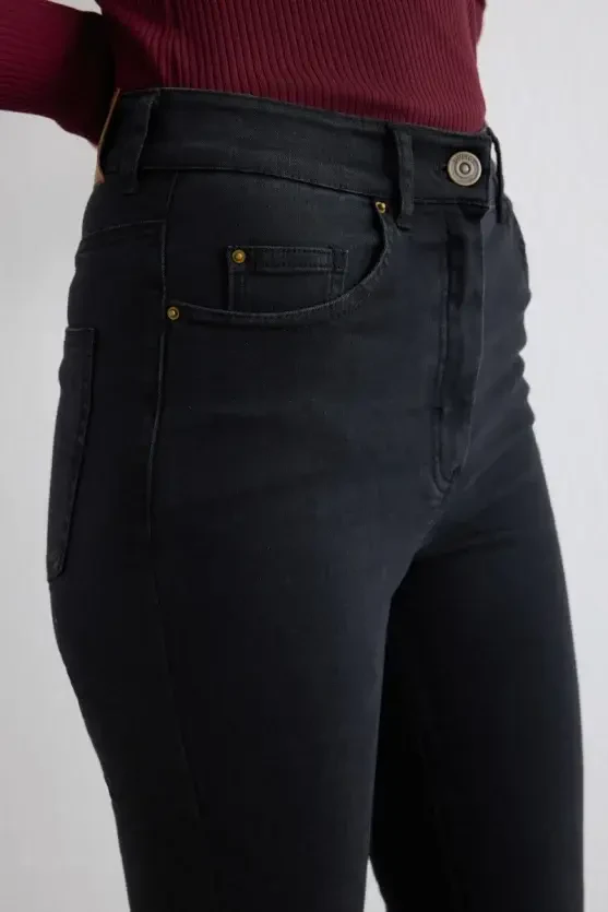 Tencel Denim Black Flare Pantolon - Siyah - Gusto