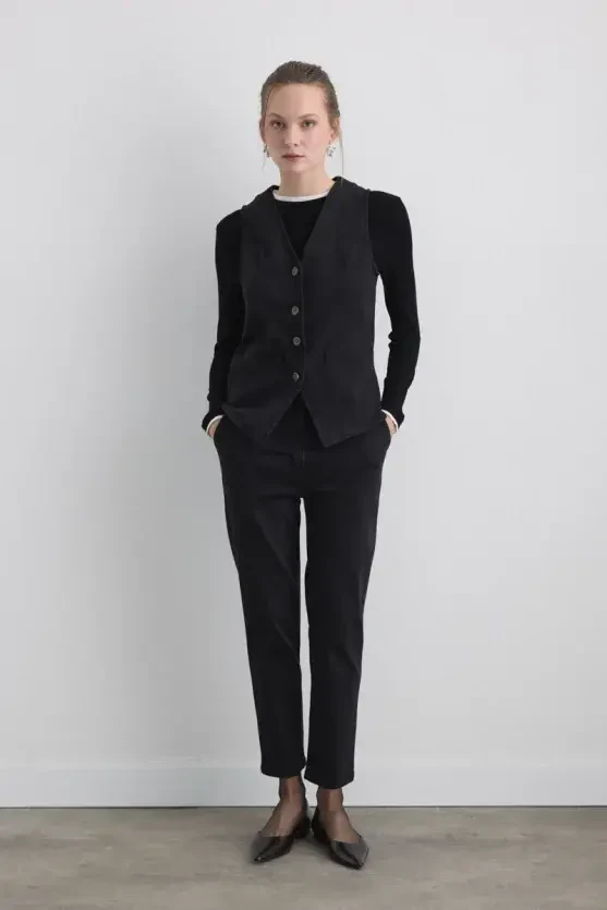 Tencel Denim Black Yelek - Siyah - 2