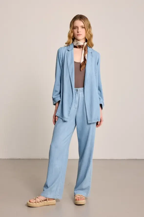 Tencel Denım Ceket - Mavi - 2
