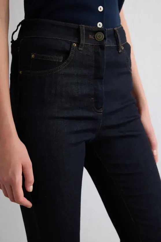 Tencel Denim Flare Pantolon - Lacivert - Gusto