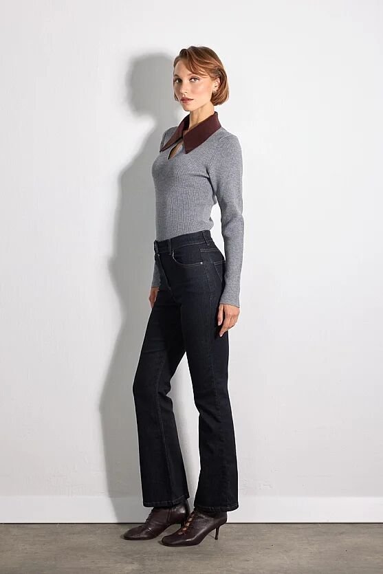 Tencel Denim Flare Pantolon - Lacivert - Gusto