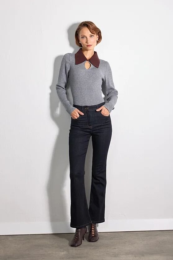 Tencel Denim Flare Pantolon - Lacivert - Gusto