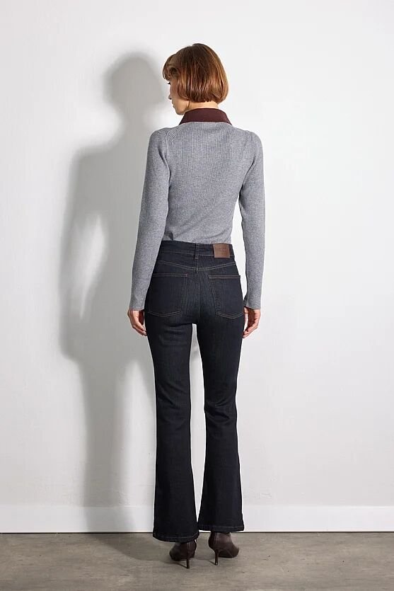 Tencel Denim Flare Pantolon - Lacivert - Gusto