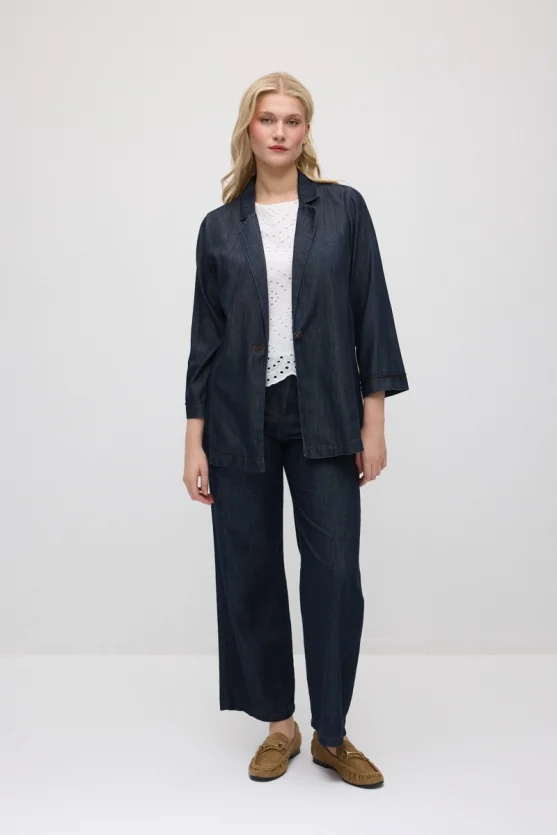 Tencel Denim Rahat Kesim Ceket - Lacivert - 2