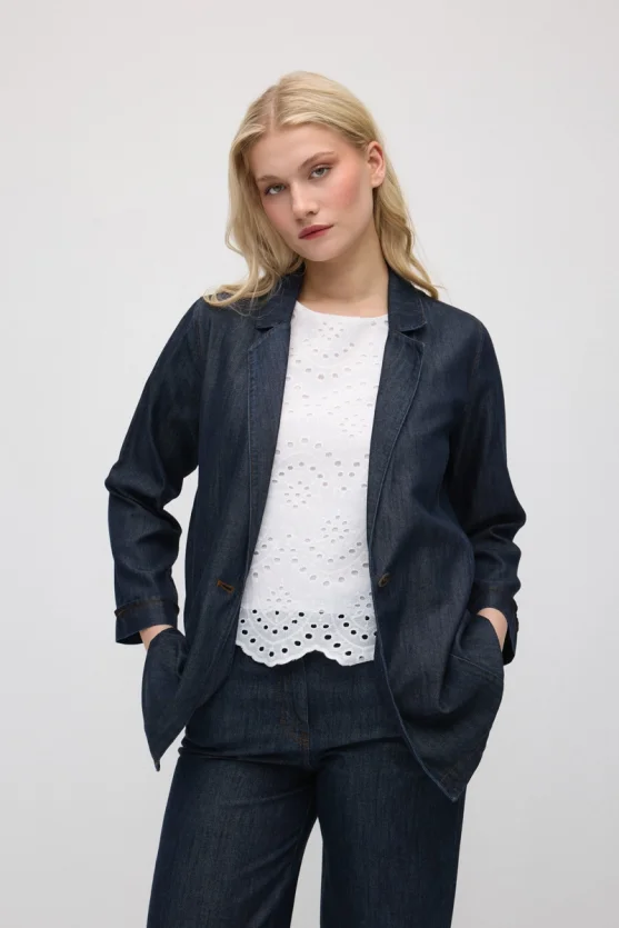 Tencel Denim Rahat Kesim Ceket - Lacivert - Gusto