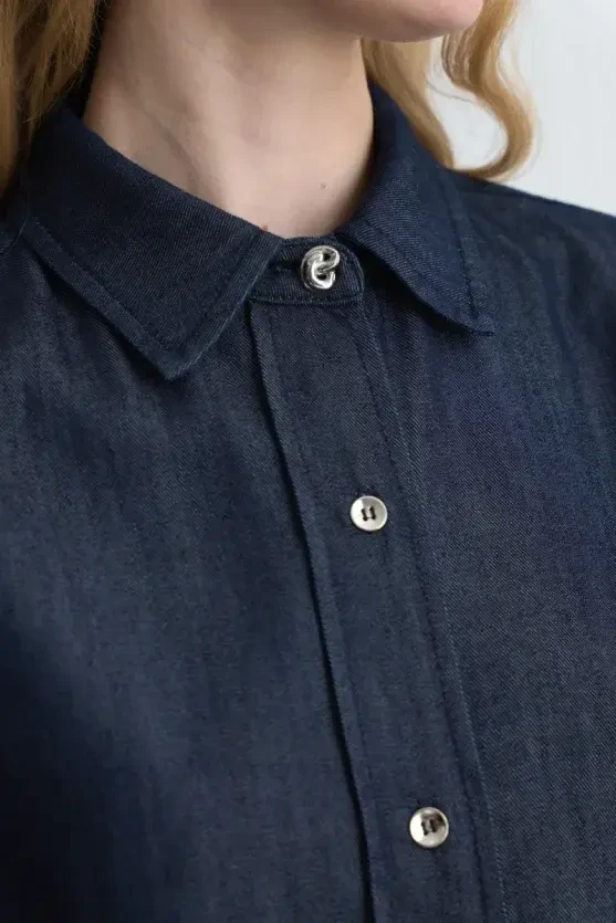 Tencel Denim Shirt - Navy Blue - Gusto