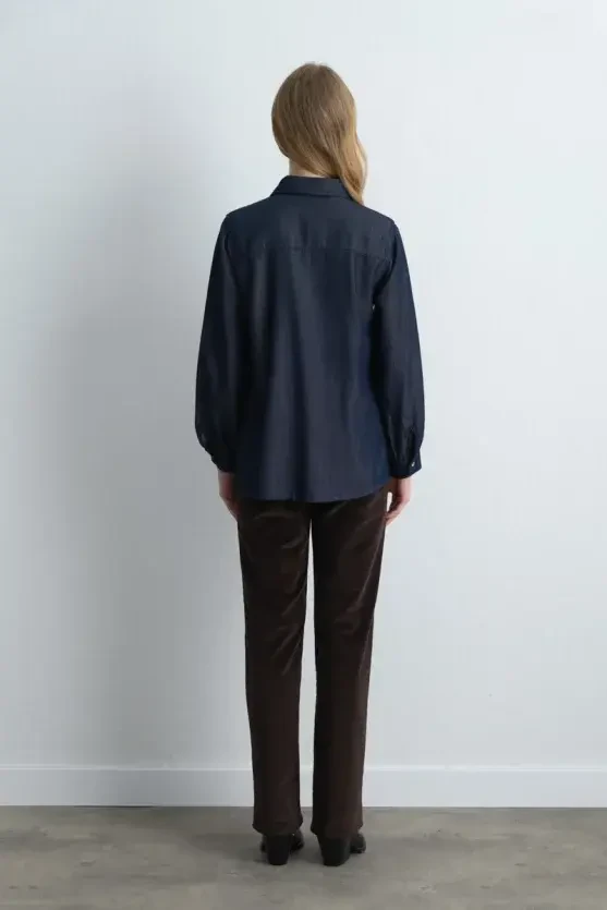 Tencel Denim Shirt - Navy Blue - Gusto