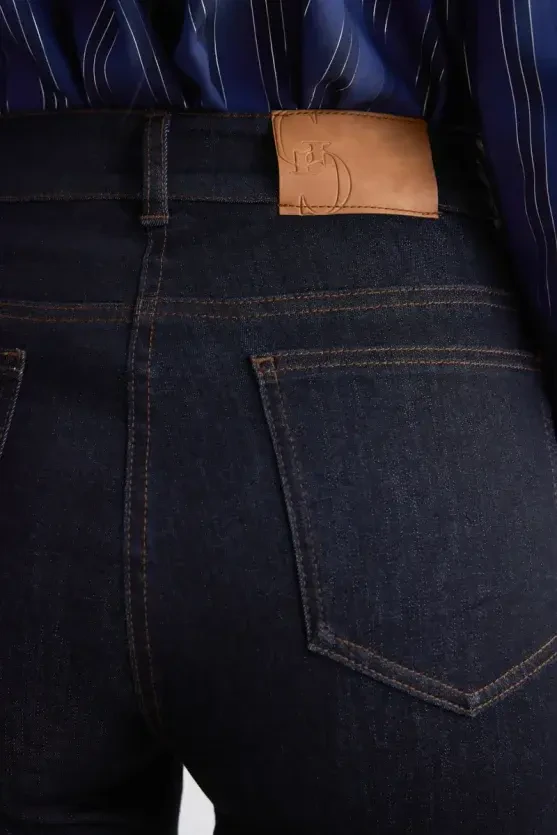 Tencel Denim Slim Pantolon - Lacivert - 4