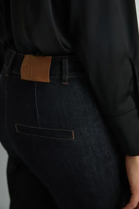 Tencel Denim Wide Leg Pantolon - Lacivert - Gusto