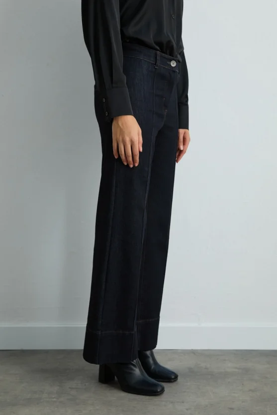 Tencel Denim Wide Leg Pantolon - Lacivert - Gusto