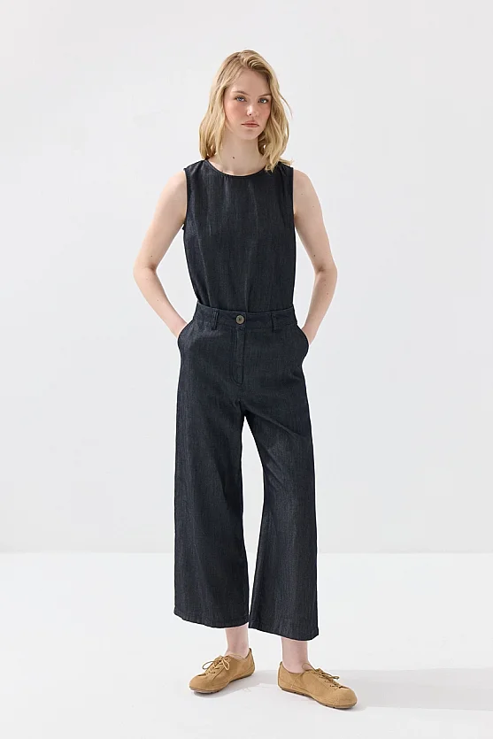 Tensel Denim Pantolon - Lacivert - 3
