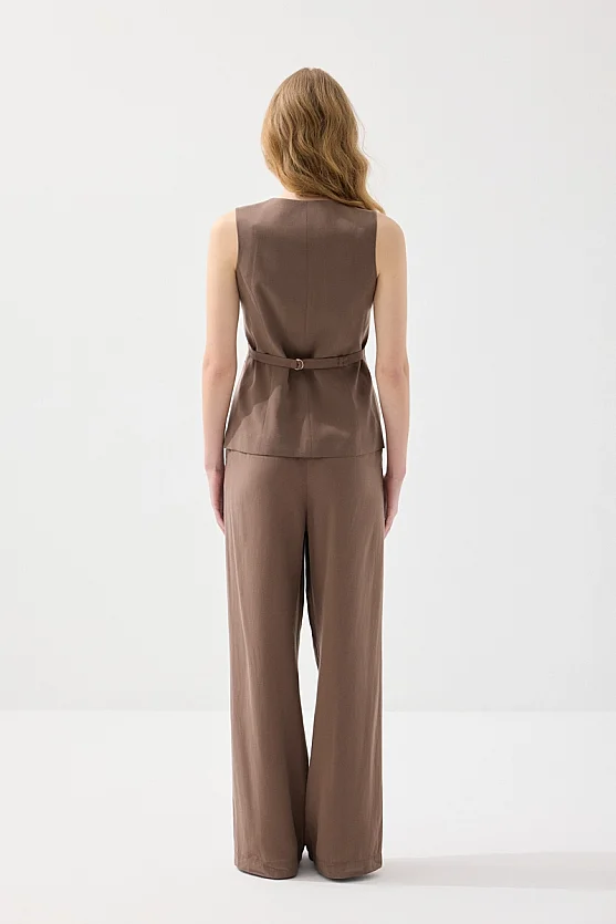 Tensel Keten Yelek - Kahverengi - Gusto