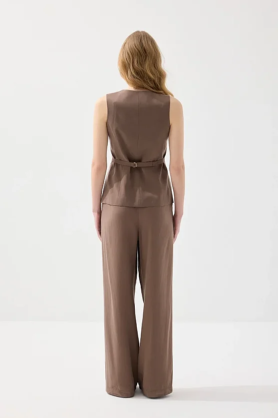 Tensel Keten Yelek - Kahverengi - Gusto