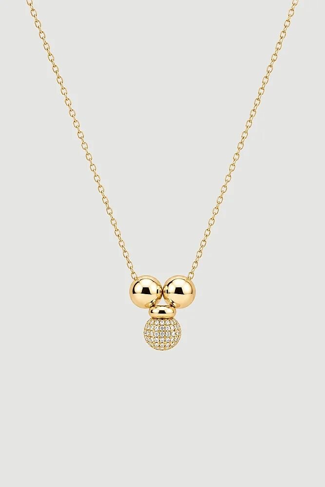Top Aksesuarlı Taş Detaylı Kolye - Gold - Gusto (1)