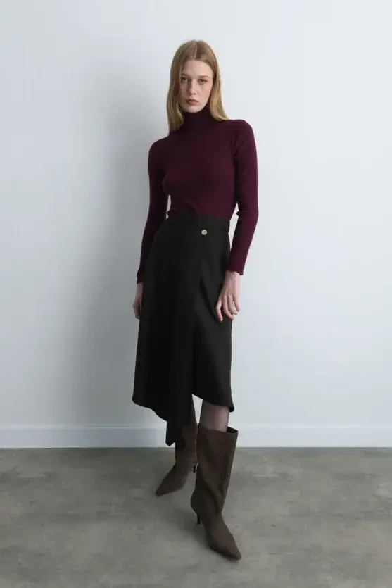 Turtleneck Basic Knitwear - Plum - Gusto