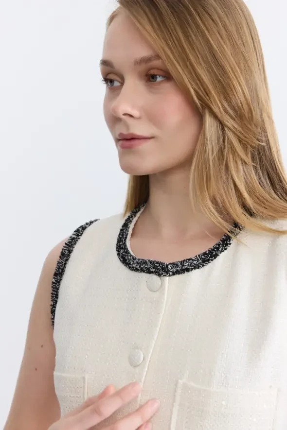 Tuvit Jile Elbise - Ekru - Gusto