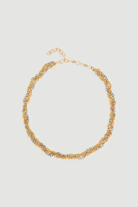 Two-Tone Braided Necklace - Gold - Gusto