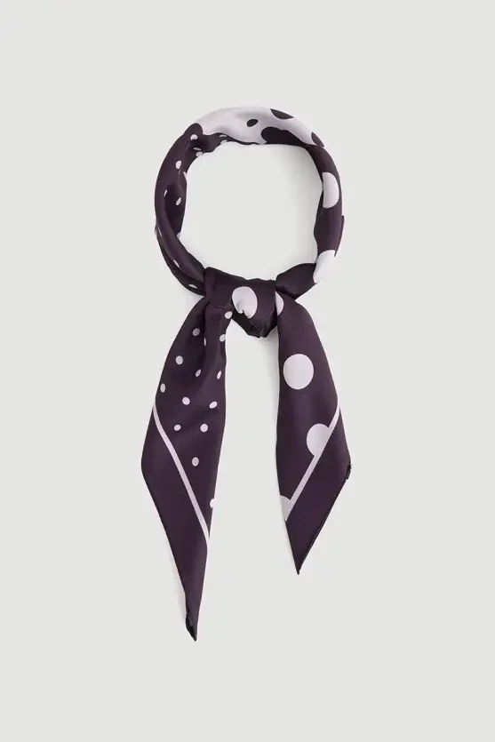 Two-Tone Polka Dot Scarf - Maroon - Gusto