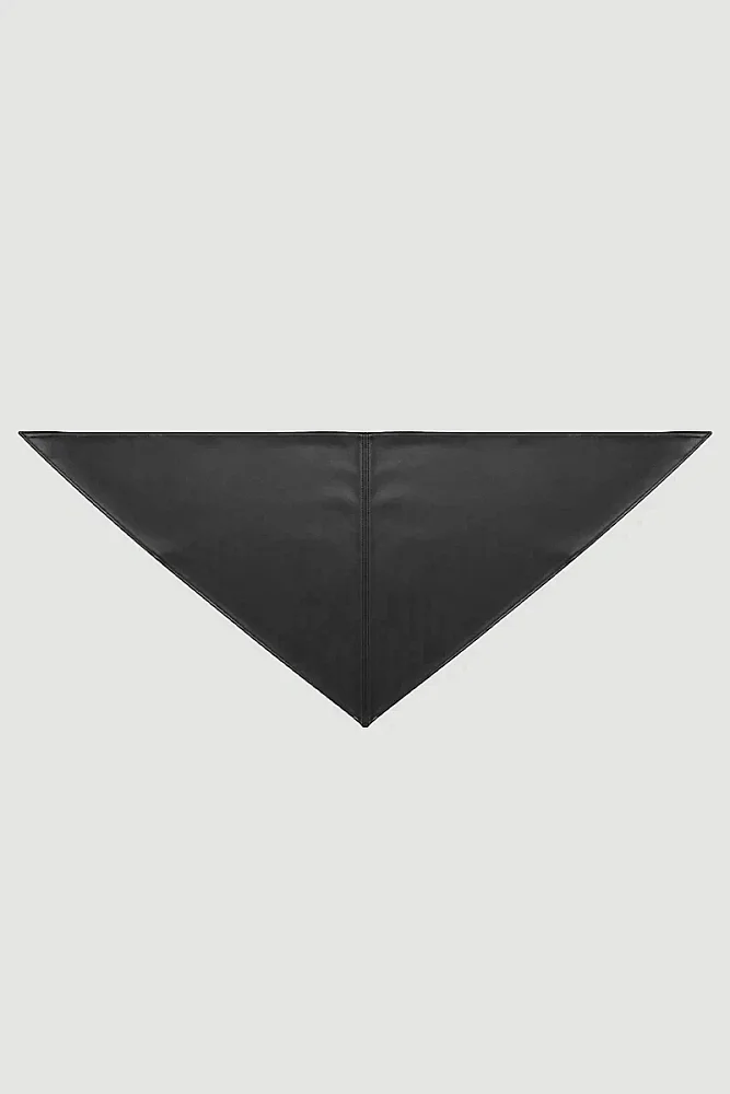Üçgen Deri Bandana - Siyah