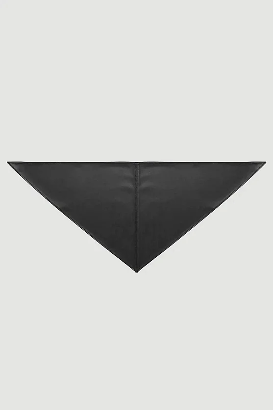 Üçgen Deri Bandana - Siyah - Gusto