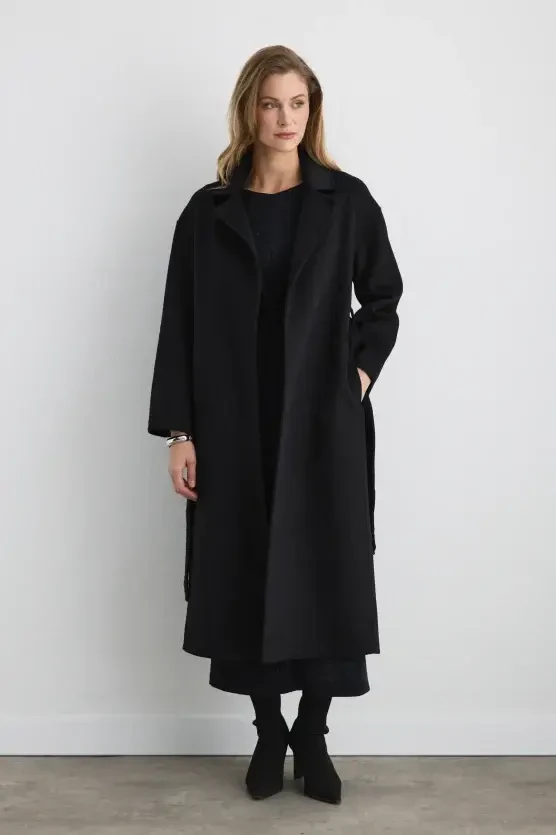 Unlined Classic Wool Coat - Black - 1